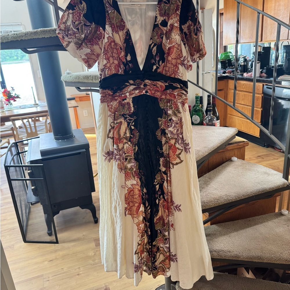 Anthropologie Black and White Plunge Neck Sundress